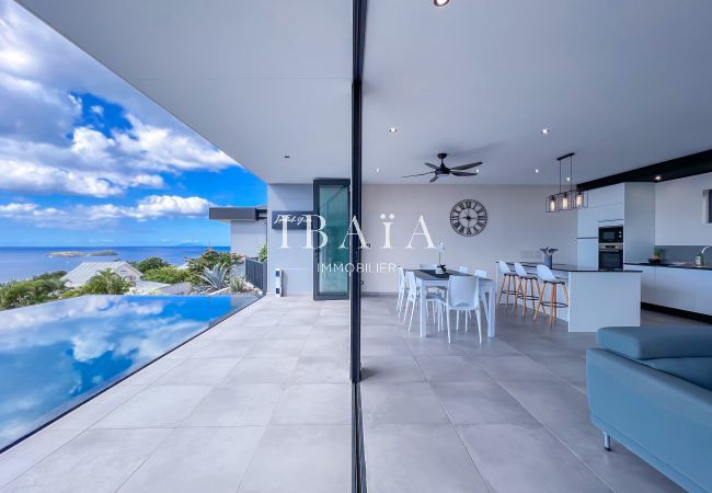 Modern interior with sea view