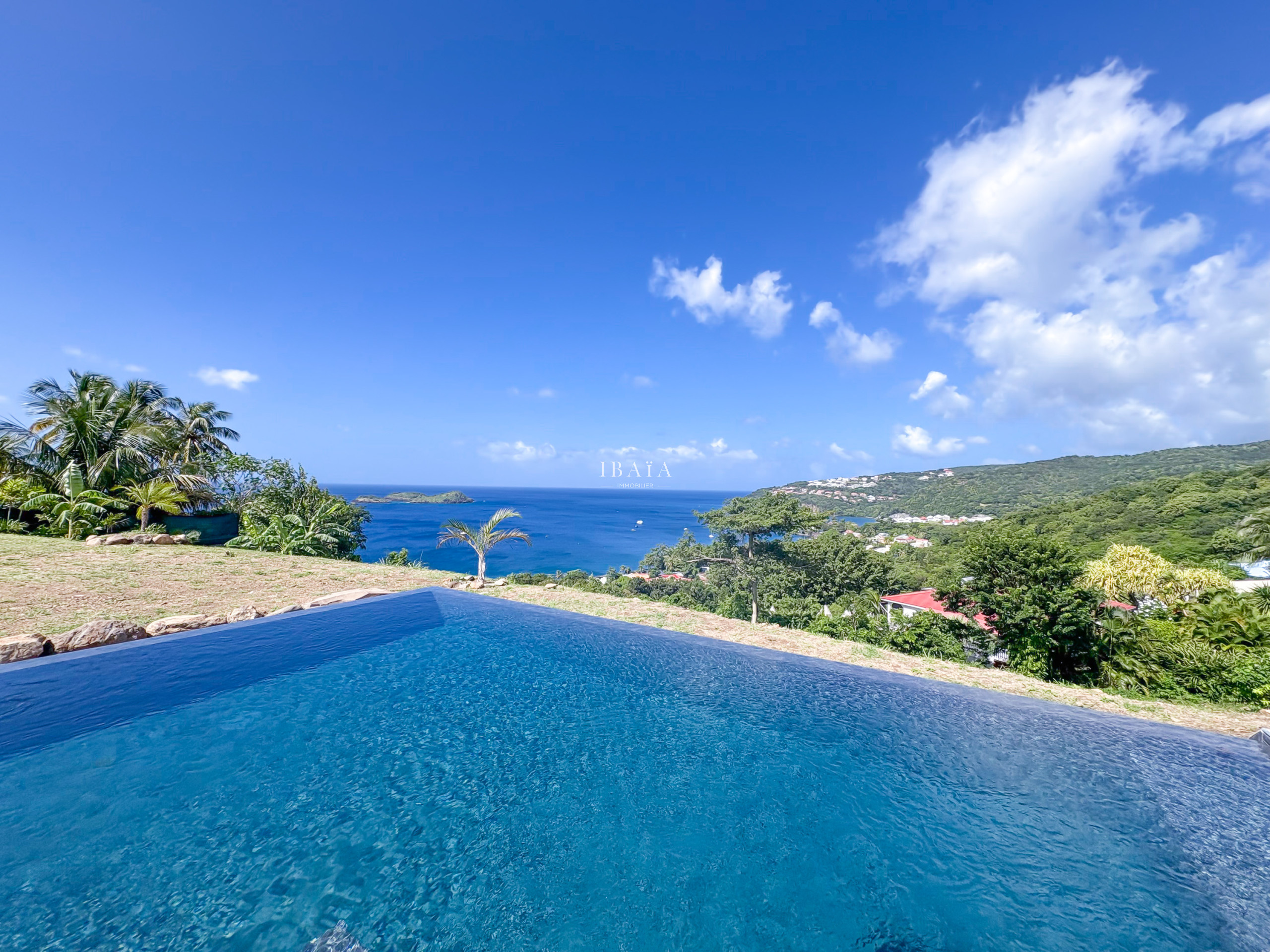 Luxury infinity pool with sea view in Guadeloupe