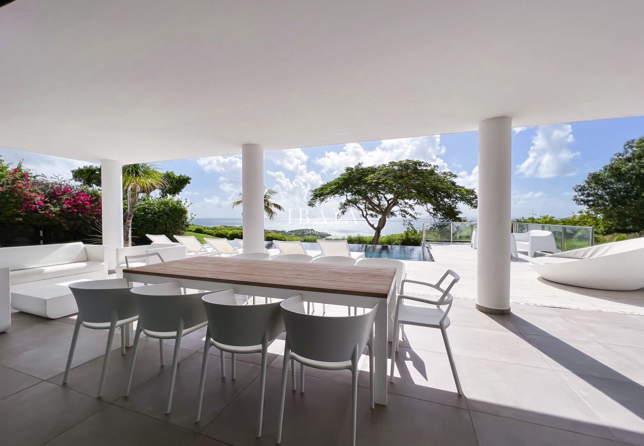Superb dining table for 10 persons with view on the terrace and the sea
