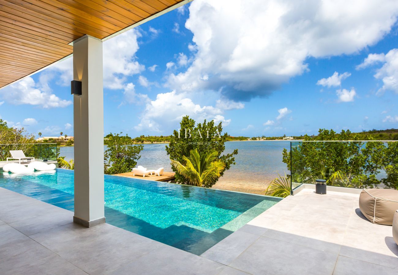 Superb views of the pool and sea from the terrace in our luxury villa in the West Indies