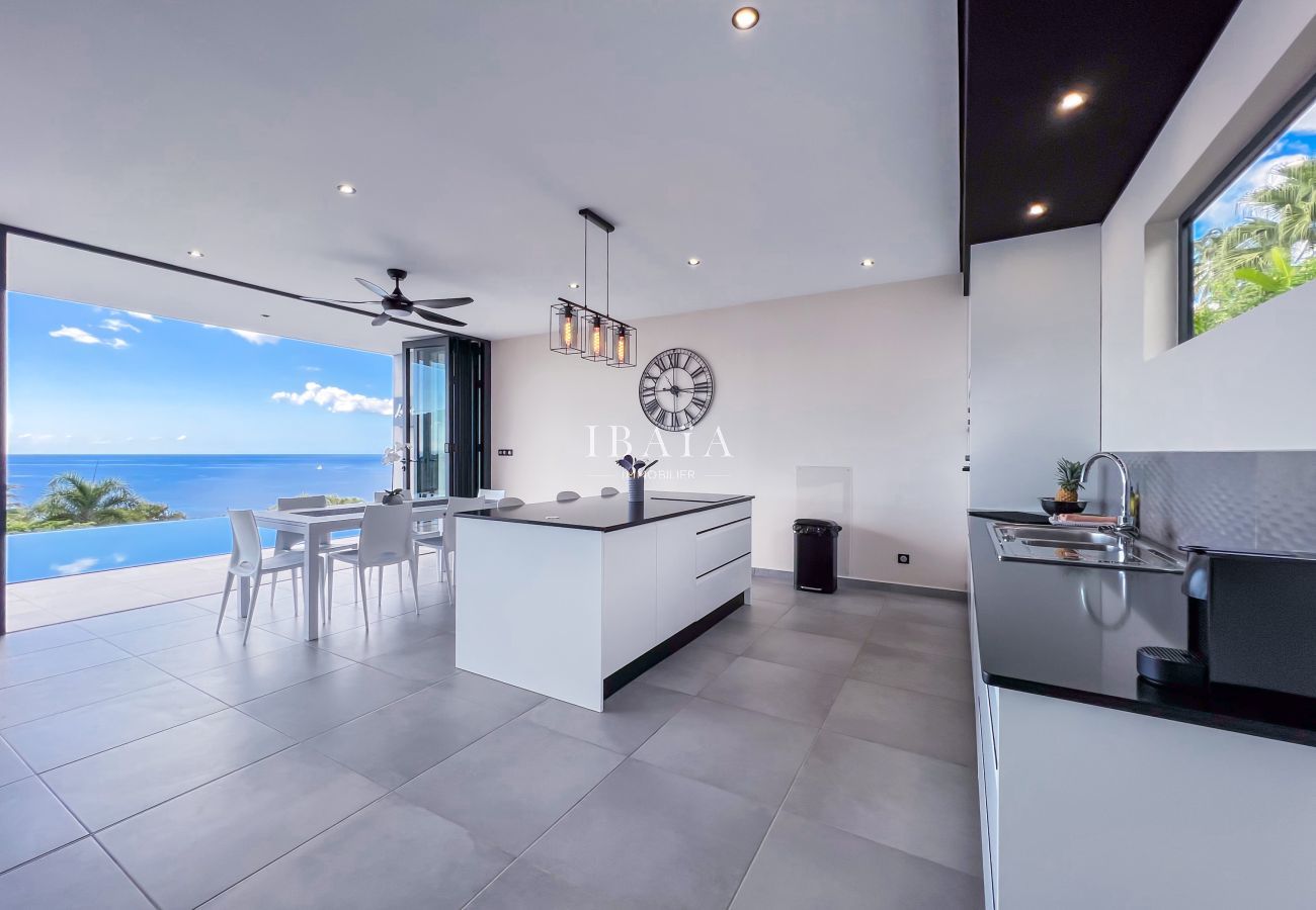 Modern kitchen with sea view
