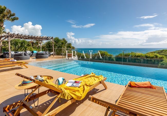 Vista de la piscina y del océano desde la piscina 