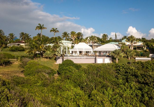 Vista de la casa con un dron