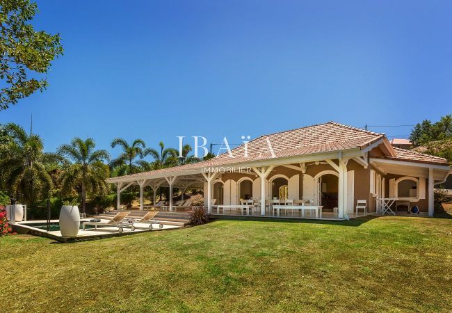 Vista de la casa desde el gran jardín tropical